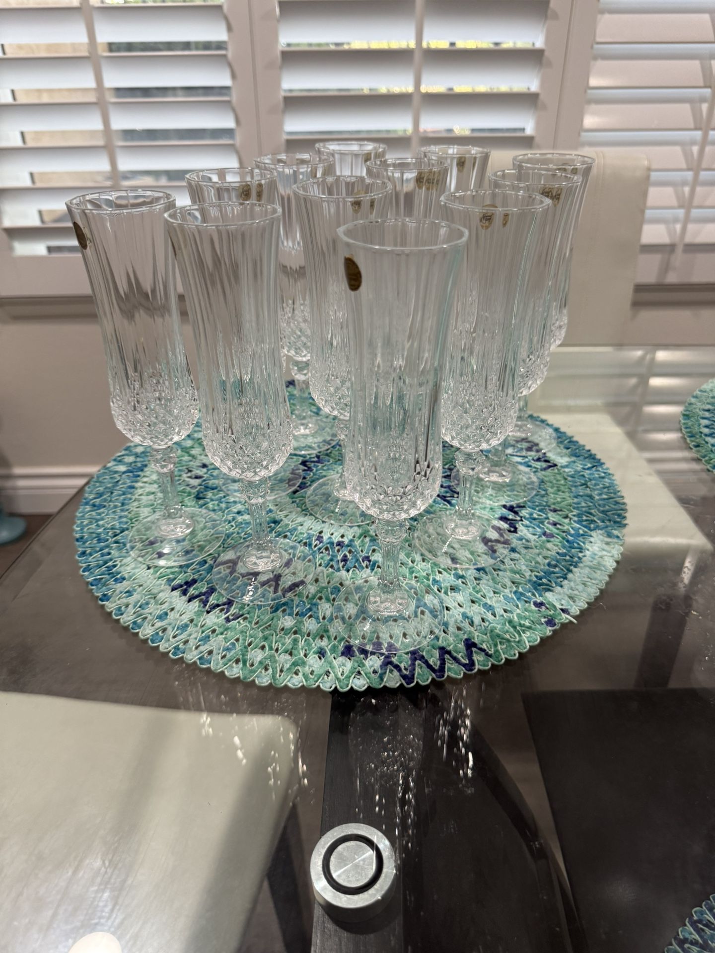 Set of 12 Vintage Cristal dβArques Longchamp Champagne Flutes β Made in France