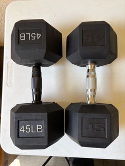 45LB Hexagonal Rubber Weights Set of 2