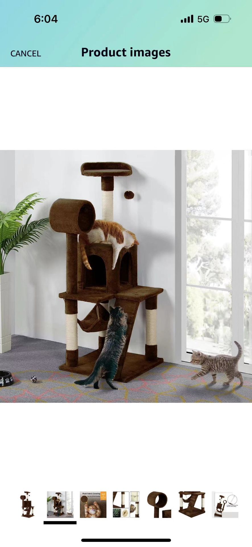 Cat Tree Cat Tower 51 inch Cat Trees and Condos for Indoor Cats with Sisal Scratching Post, Cozy Plush and Hammock as Kittens Play House