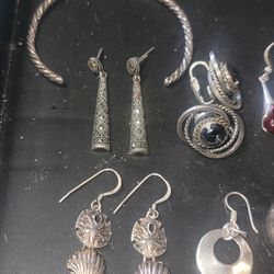 925, sterling silver earrings, silver scrap, antique jewelry, vintage silver