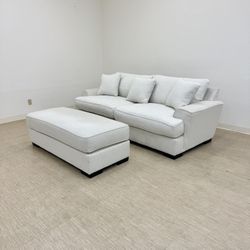 Macy’s Off White 3 Seater Sofa with Ottoman
