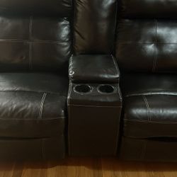 Leather Black Loveseat