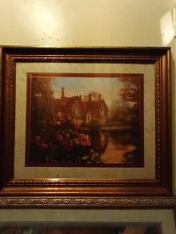 (5 paintings) Mansion by the pond,Charles Kinkade,Aria by the Firelight,JGibson,/Girl reading , Charles Edwards/