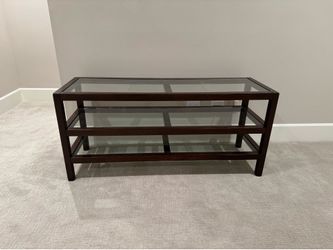 Modern Dark Wood & Glass TV Stand / Media Console – 54”