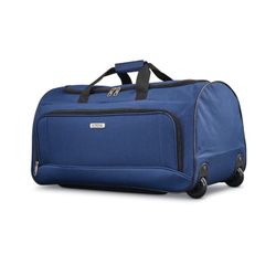 American Tourister Navy Blue Fieldbrook Wheeled Duffel See My Listings Summerlin West Las Vegas Ultra Lightweight 600D shiny polyester. Two smooth rol
