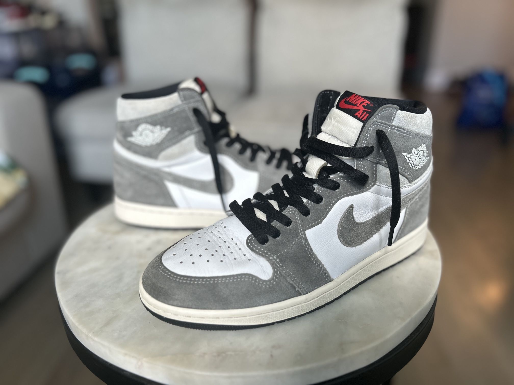 Retro Jordan 1 - Washed Black, Fire Red, And White Size 10