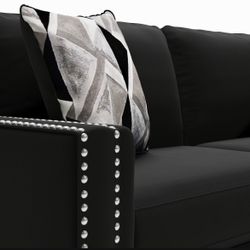 💥HUGE Ashley Furniture Sale!💥Brand New Black Sofa Loveseat Set W/ Nailhead Trim! $50 Down Takes It Home Today! 