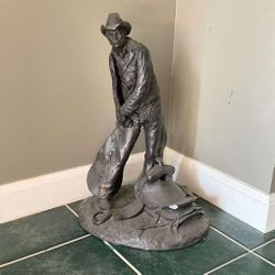 Michael Garman cowboy statue 16" tall has Some Defects