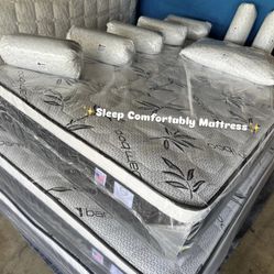  🆓Free 2 pillows🆓 🔹Mattress pillow top 🔸12” inches 🟢Queen $199 🟡Full $180 🟠Twin $130 🔴King $299 🔵Cal king $299 ☑️Delivery available $30🚚  Pi