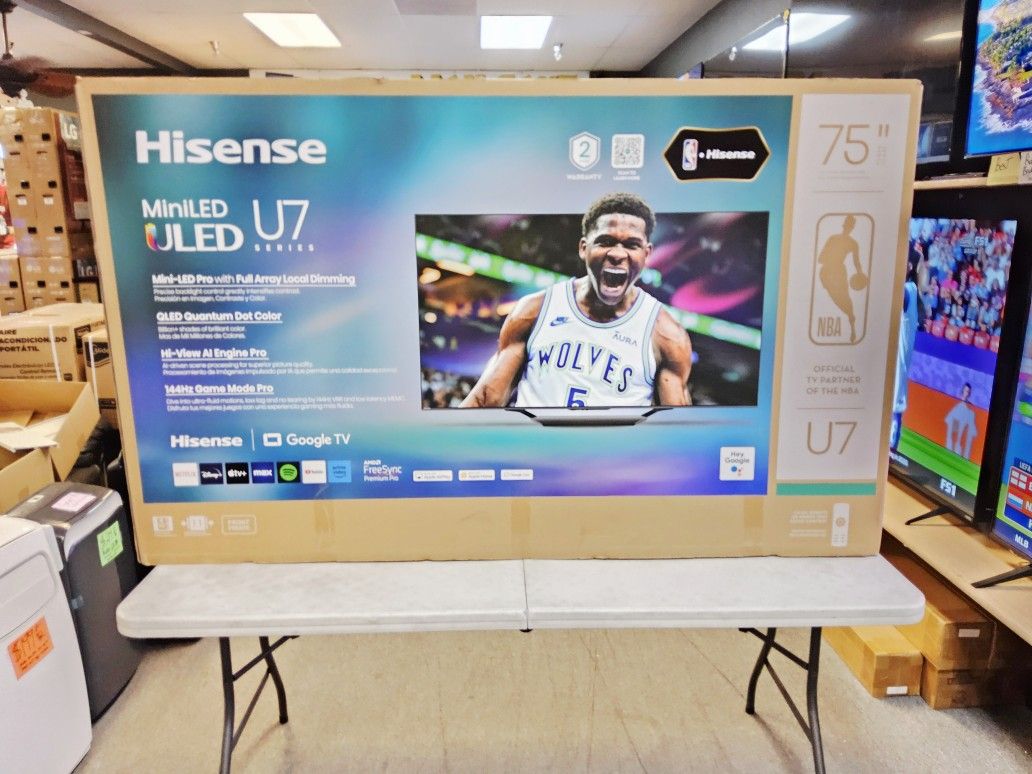 HISENSE 75 INCH QLED MINI LED TV'S 144HZ FULL ARRAY 75U7N IN STOCK W/WARRANTY - PAYMENT PLANS