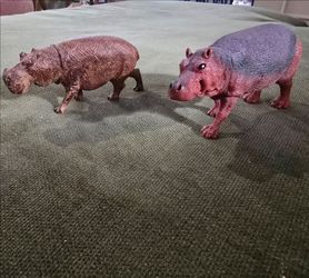 Wildlife Hippo Replica Toys Bundle Of 2 Hippopotamus Animals