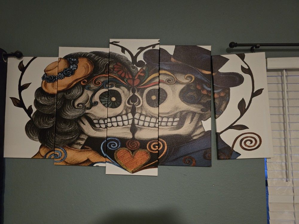 5 Panel Skull Canvas