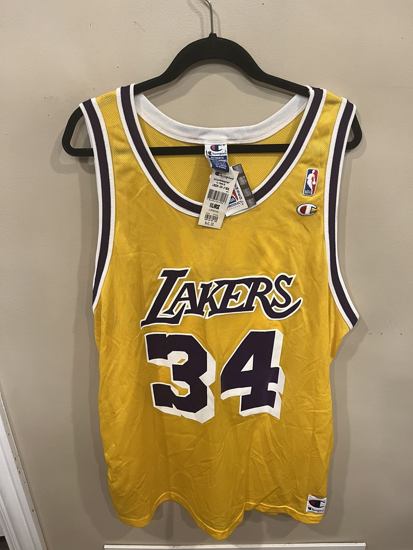 Vintage Champion Shaquille Shaq O'Neal Los Angeles LA Lakers Jersey 52 New NWT