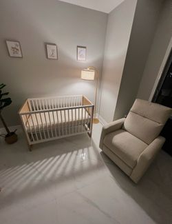 Nurture& Nursery Furniture Set – Crib, Dresser & Recliner (Excellent Condition)