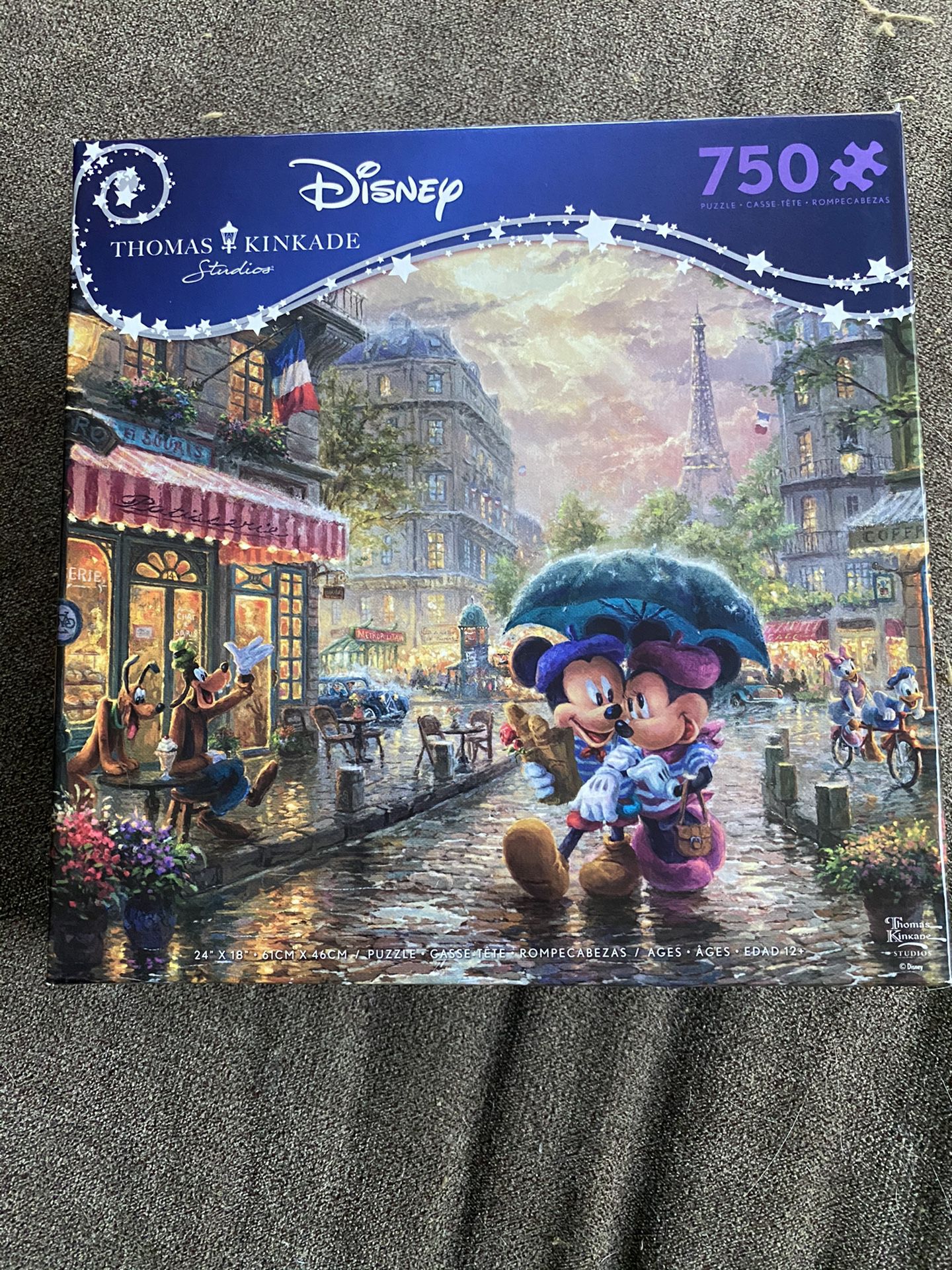 Disney Thomas Kinkade 750 Piece Jigsaw Puzzle "Mickey And Minnie In Paris” 