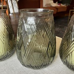 Green Glass Vase / Candleholders