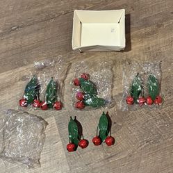 Vintage Dept 56 Cherry Bells Metal Napkin Ring Holders Set Of 8
