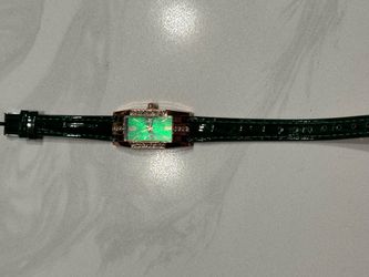 Women's Rose Gold Green Dial Crystal Watch