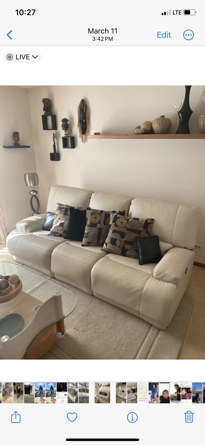 3 Seat Leather Recliner Sofa