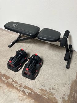 Dumbbell Adjustable Weights 10-50lb with Weight Bench Press