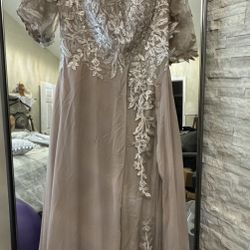 Ladies Taupe Formal Dress New 