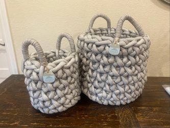 Handmade Woven Rope Baskets Set of 2