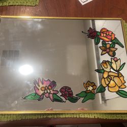 Vintage Mirror With Floral Design 