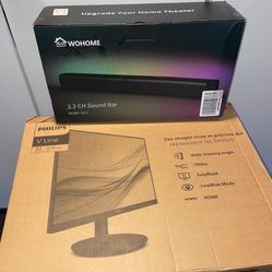 Computer Monitor & Sound Bar 