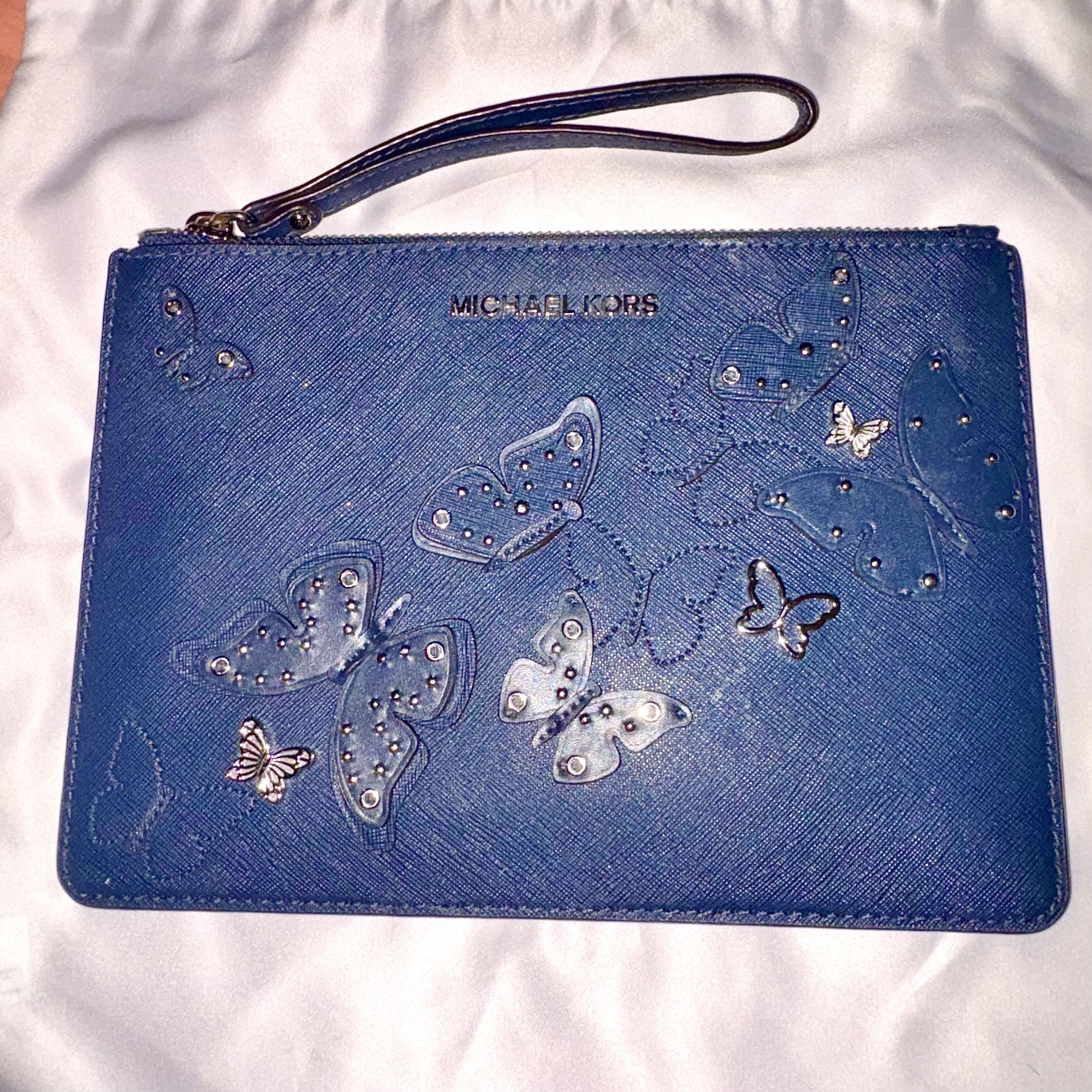Michael Kors Blue Butterfly Wristlet