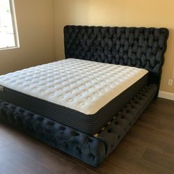 New In Box King Bed Frame With Mattress (Read Description Below)
