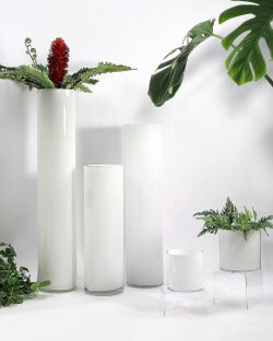 🏺 Premium Layered White Glass Cylinder Vase
