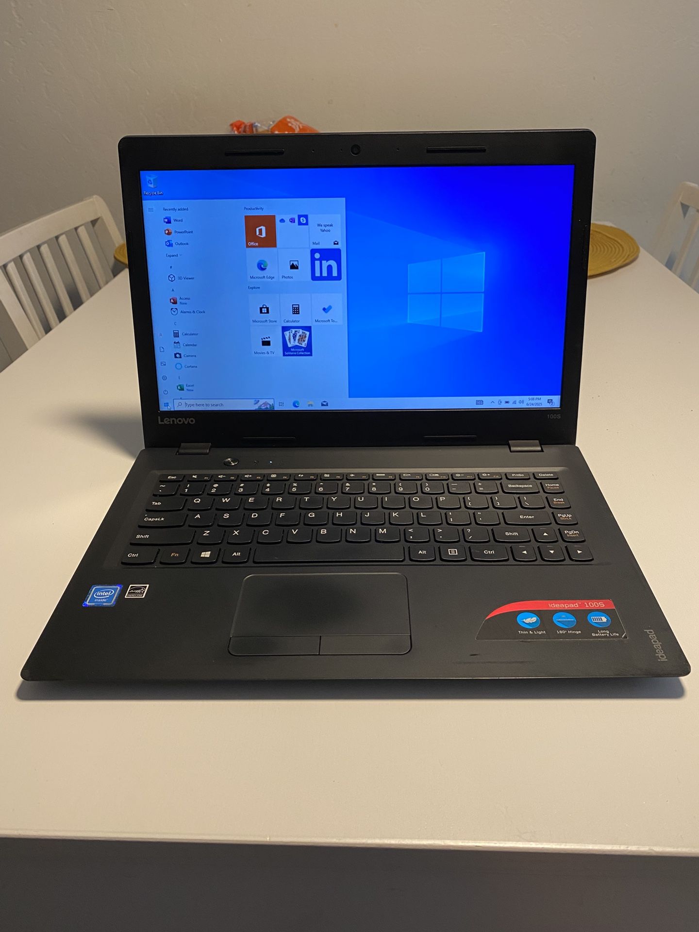 Lenovo IdeaPad 100S-14IBR Laptop computer Intel Celeron N3060 1.60GHz 2GB RAM 120GB SSD Win 10 PRO. Microsoft office installed. Nothing wrong. **NO