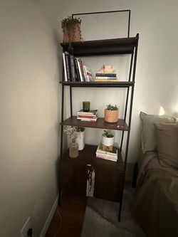 Industrial Wood & Metal Ladder Bookshelf / Storage Shelf