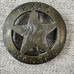 Vintage Texas Ranger Star Brass Belt Buckle 