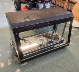Avantco HDC-36 36" Self/Full Service 3 Shelf Countertop Heated Display Case with Sliding Door 120V, 1580W