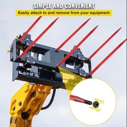 Hay Spear 49" Bale Spear 3000 lbs Capacity, Bale Spike Quick Attach Square Hay Bale Spears 1 3/4" Wide, Red