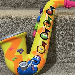 Mattel Sesame Street Musical Saxophone Instrument 1999 Cookie Monster Big Bird