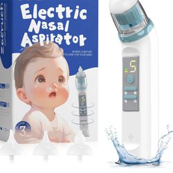 New In Box Nasal Aspirator for Baby,Rechargeable Electric Baby Nose Sucker with 3Silicone Tips and Music,Colorful Light,Automatically Clean Baby's Nos