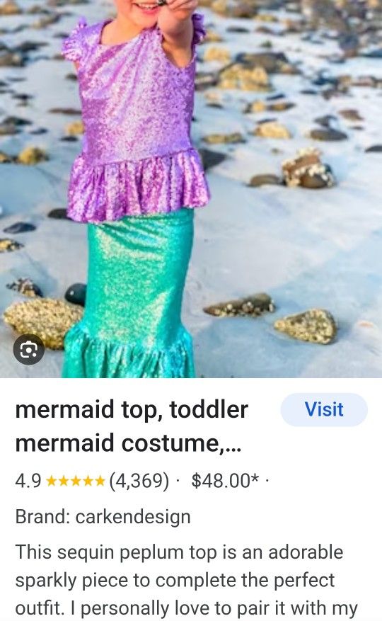 🧜‍♀️  Sequence 2 Piece Mermaid Costume  Toddler Size 3-4  .  $25.  cash & pick up only!