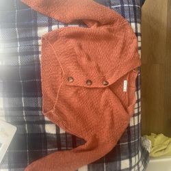 Orange Cotton Knit Cardigan