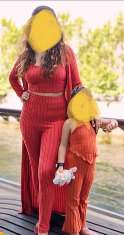 Mom and daughter matching dress Rust orange color