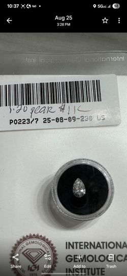 1.20 CT Lab Pear Shape LOOSE DIAMOND 