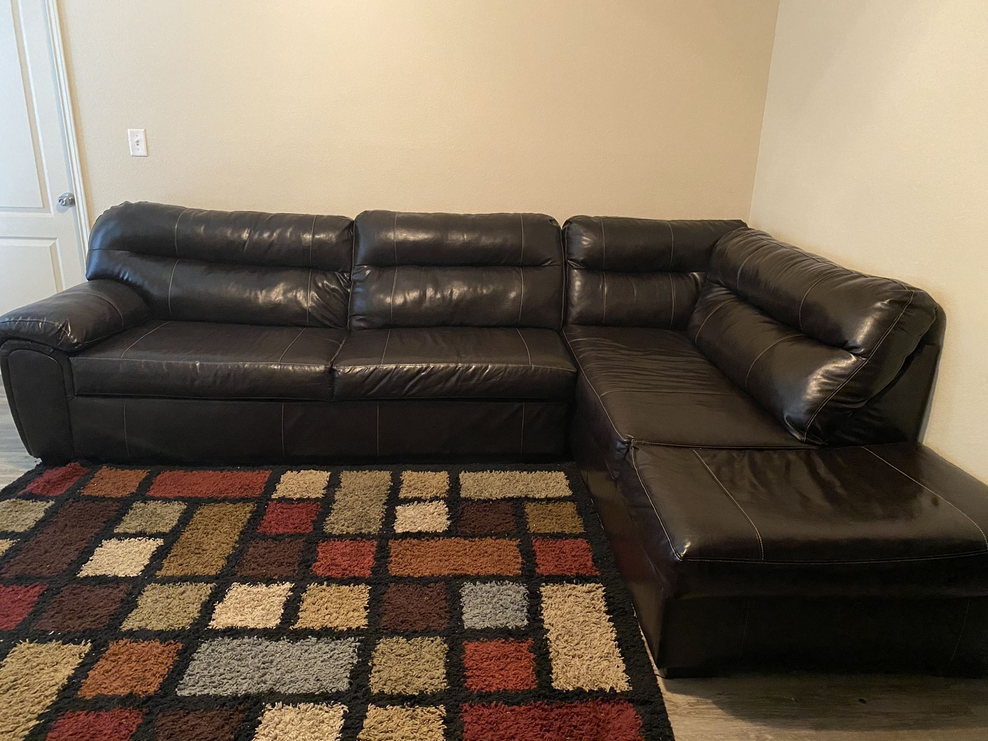 Brown Leather Half Sectional (Need It Gone Asap)