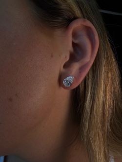 4CT Total Pear Shaped Lab Grown Diamond Studs 14K White Gold