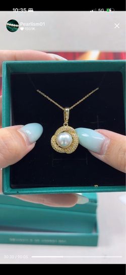 Genuine salt water AKOYA Pearl with gold over S925 silver