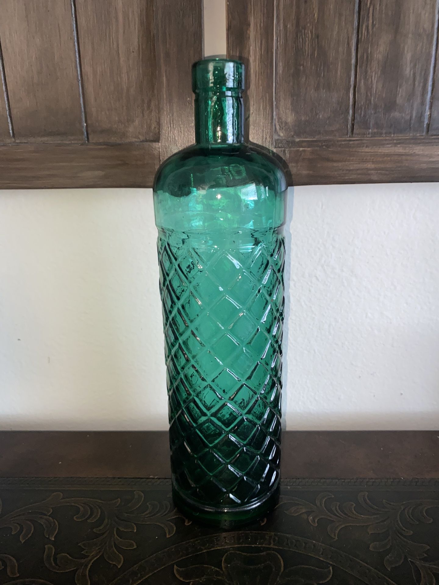 Vintage Recycled Emerald Glass Vase