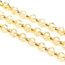 1 FT Bright Gold Plated Copper Rolo Chain, 3.8 mm, DIY Jewelry Making