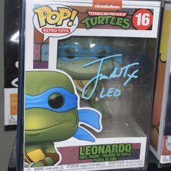 Autographed TNMT Funko Pop 