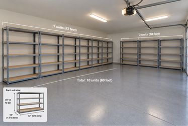Your ENTIRE garage/Storage unit “Shelved” low price!! new heavy duty metal industrial shelving units