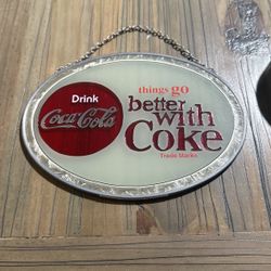 1997 Coca Cola Suncatcher Plaque Window Sign Display